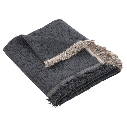 Sofa Cover-throw With Fringes Dreamtopia Hm12161.09 In Navy Blue Color 245x170cm.