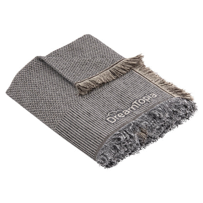 Sofa Cover-throw With Fringes Dreamtopia Hm12162.06 In Grey Color 245x170cm.