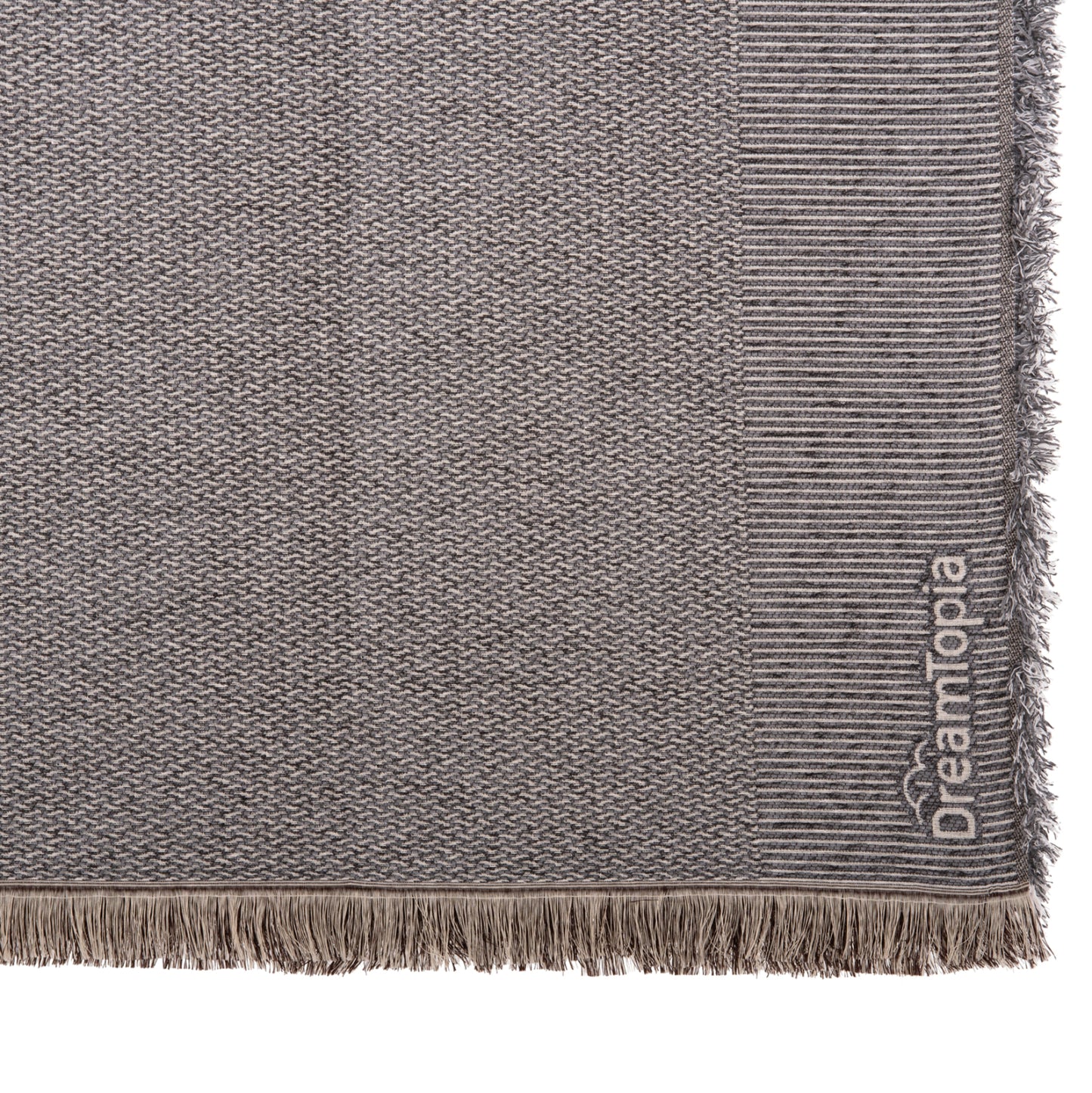 Sofa Cover-throw With Fringes Dreamtopia Hm12162.06 In Grey Color 245x170cm.