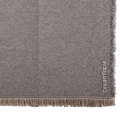 Sofa Cover-throw With Fringes Dreamtopia Hm12162.06 In Grey Color 245x170cm.
