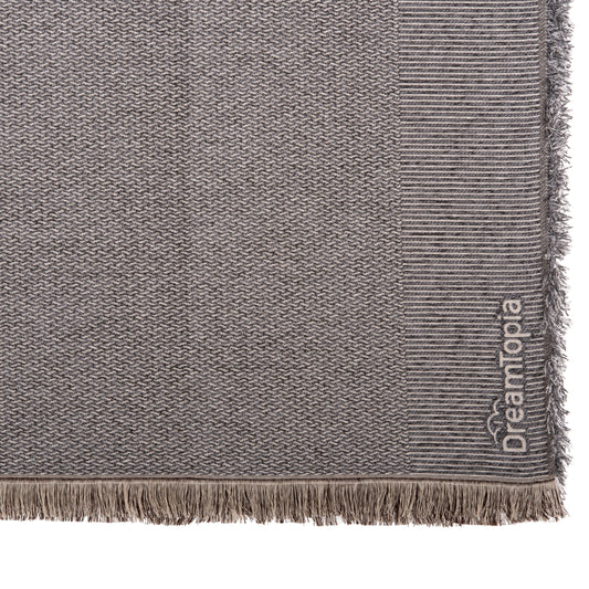 Sofa Cover-throw With Fringes Dreamtopia Hm12162.06 In Grey Color 245x170cm.