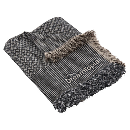 Sofa Cover-throw With Fringes Dreamtopia Hm12162.09 In Blue Color 245x170cm.