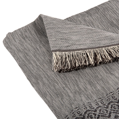 Sofa Cover-throw With Fringes Dreamtopia Hm12163.06 In Grey Color 245x170cm.