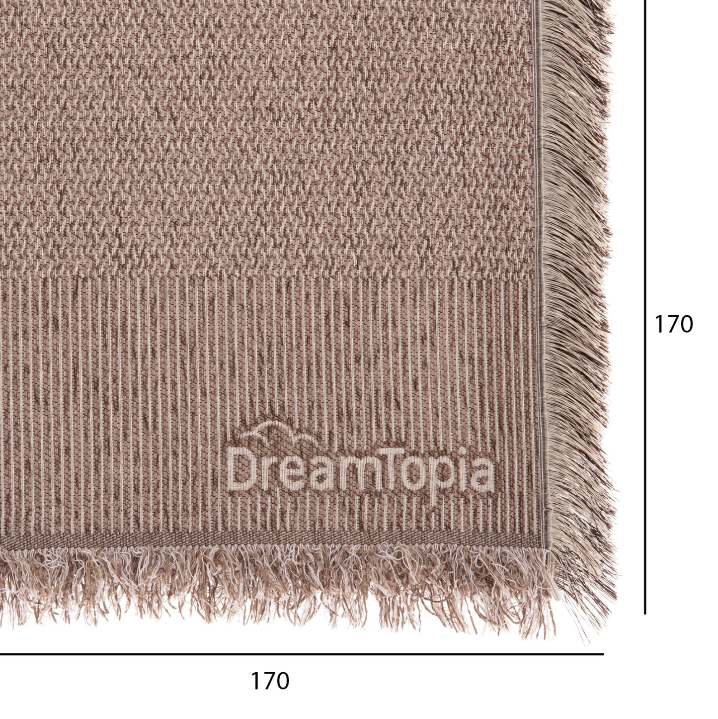 Sofa Cover-throw With Fringes Dreamtopia Hm12164.01 In Brown Color 178x178cm.