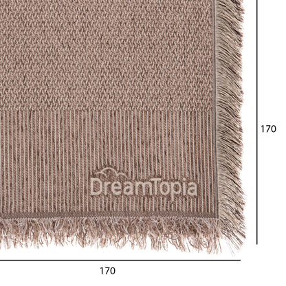 Sofa Cover-throw With Fringes Dreamtopia Hm12164.01 In Brown Color 178x178cm.