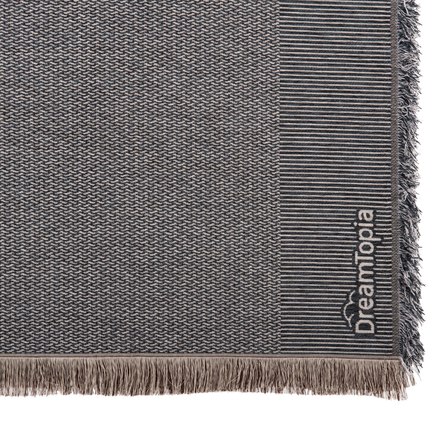 Sofa Cover-throw With Fringes Dreamtopia Hm12164.03 In Navy Blue Color 178x178cm.