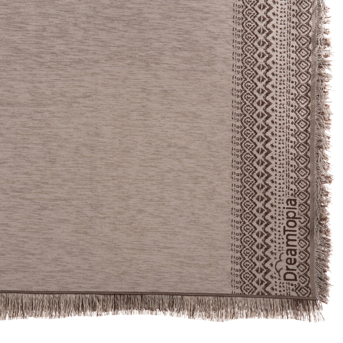 Sofa Cover-throw With Fringes Dreamtopia Hm12164.06 In Light Grey Color 178x178cm.