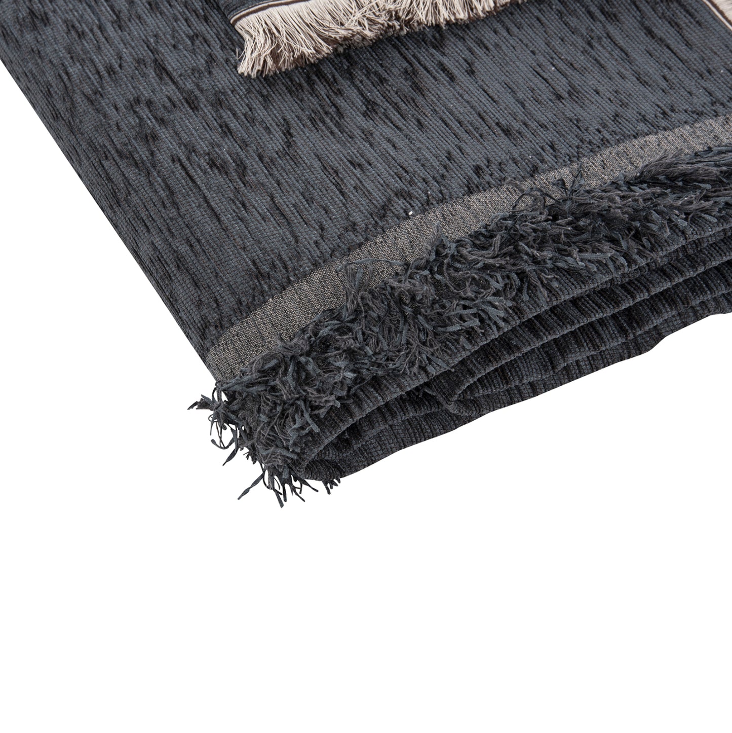 Sofa Cover-throw With Fringes Dreamtopia Hm12164.09 In Blue Color 178x178cm.