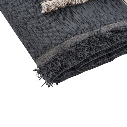 Sofa Cover-throw With Fringes Dreamtopia Hm12164.09 In Blue Color 178x178cm.