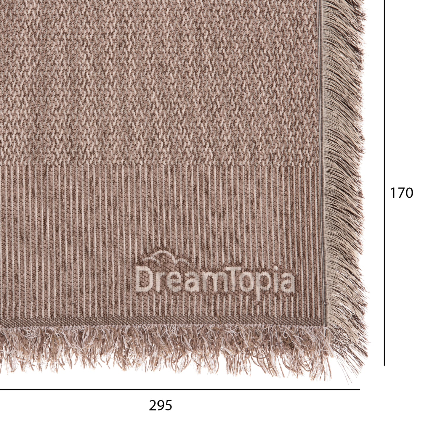 Sofa Cover-throw With Fringes Dreamtopia Hm12165.01 In Light Brown Color 295x170cm.