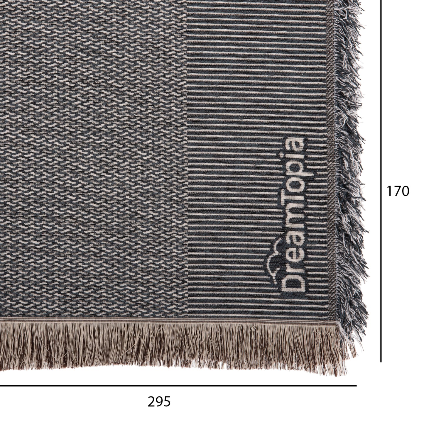 Sofa Cover-throw With Fringes Dreamtopia Hm12165.03 In Blue Color 295x170cm.