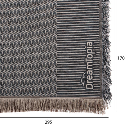 Sofa Cover-throw With Fringes Dreamtopia Hm12165.03 In Blue Color 295x170cm.
