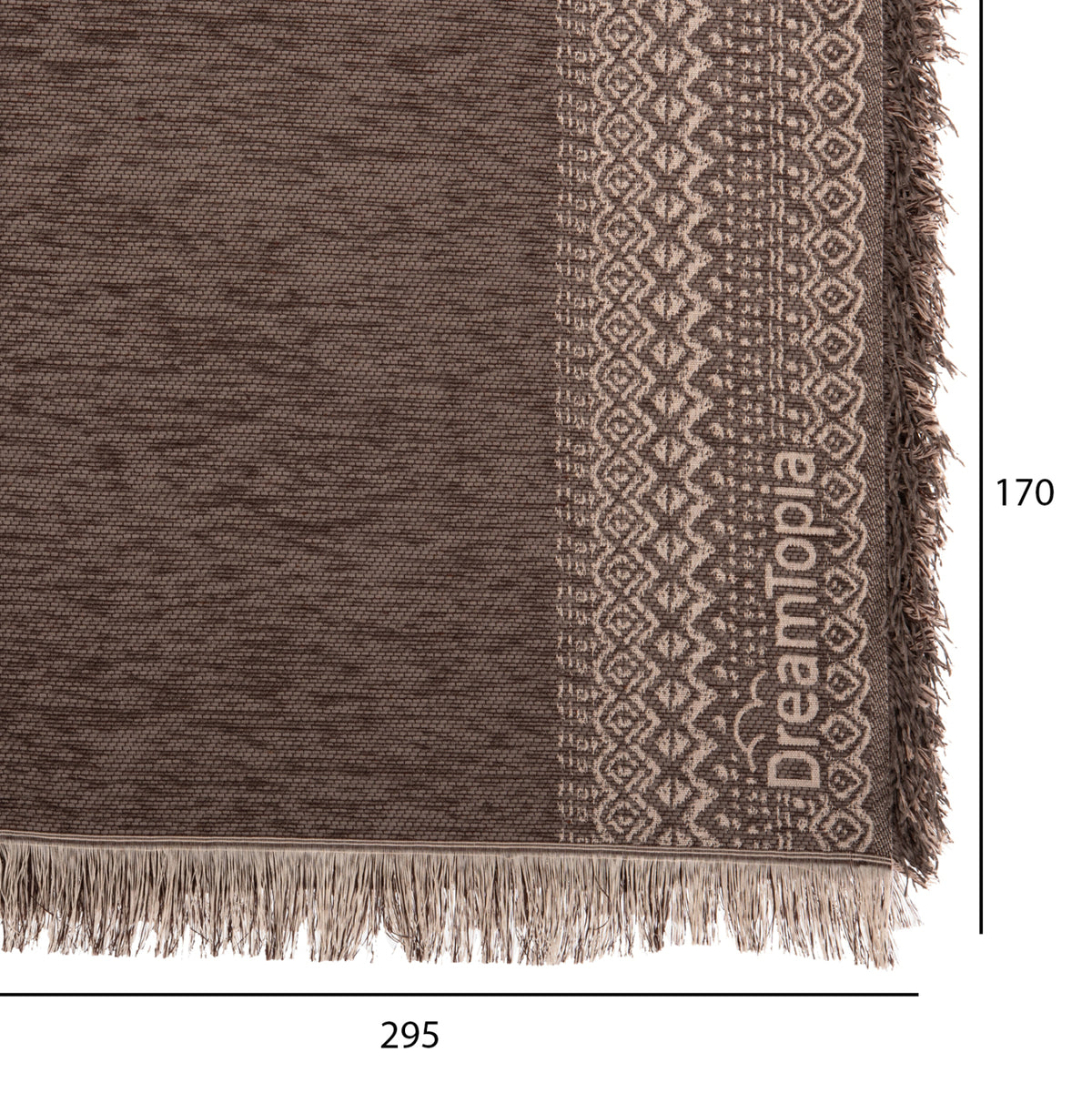 Sofa Cover-throw With Fringes Dreamtopia Hm12165.04 In Brown Color 295x170cm.