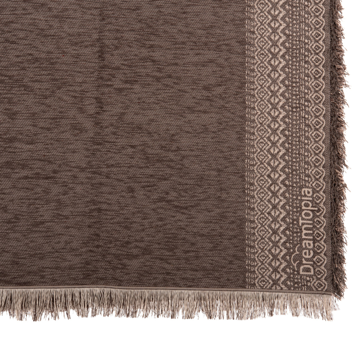 Sofa Cover-throw With Fringes Dreamtopia Hm12165.04 In Brown Color 295x170cm.