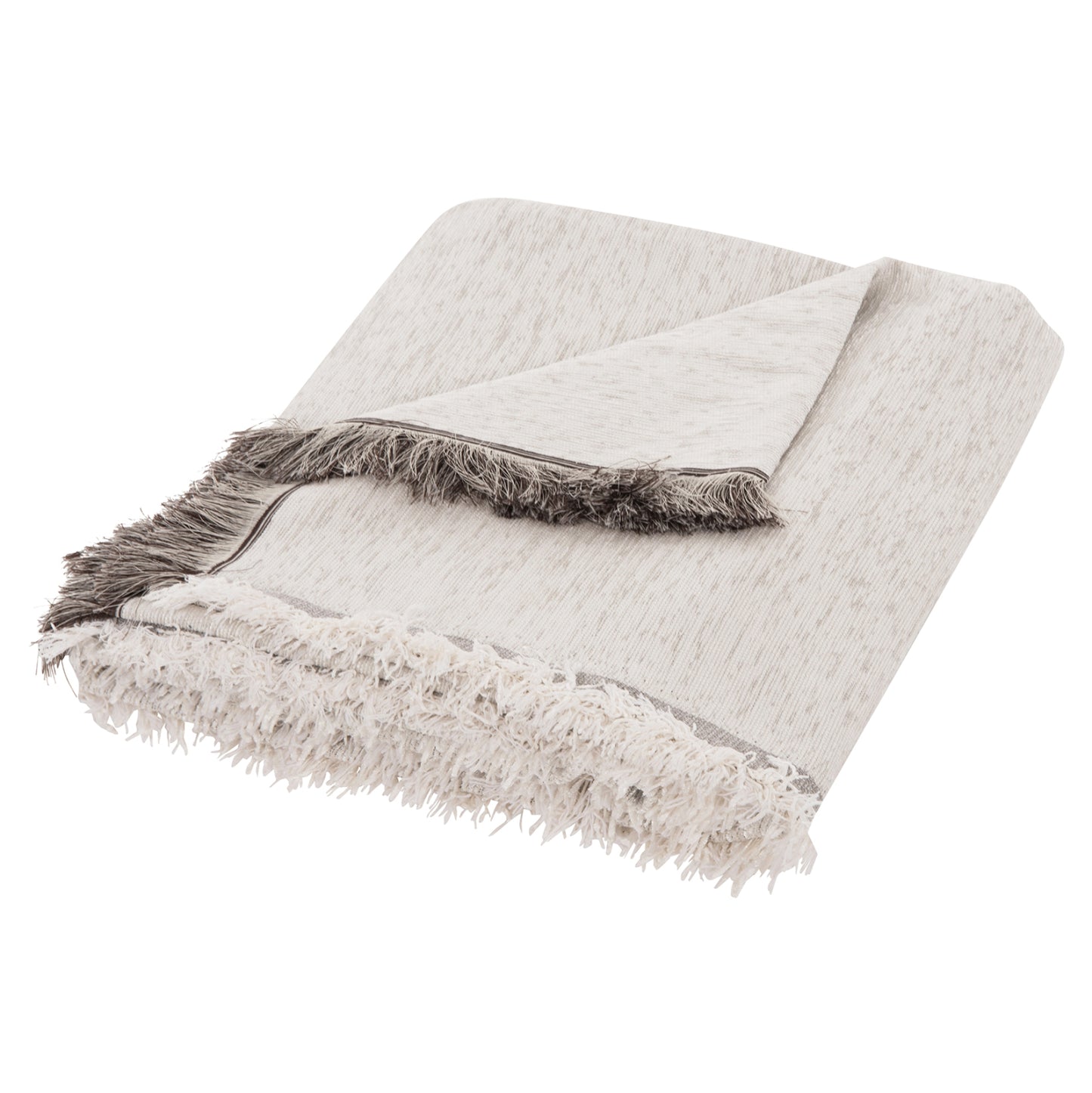 Sofa Cover-throw With Fringes Dreamtopia Hm12165.07 In Ecru Color 295x170cm.
