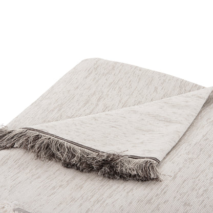 Sofa Cover-throw With Fringes Dreamtopia Hm12165.07 In Ecru Color 295x170cm.