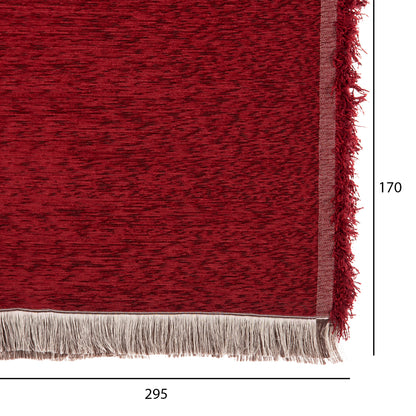 Sofa Cover-throw With Fringes Dreamtopia Hm12165.10 In Burgundy Red Color 295x170cm.