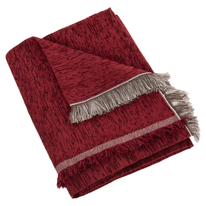 Sofa Cover-throw With Fringes Dreamtopia Hm12165.10 In Burgundy Red Color 295x170cm.