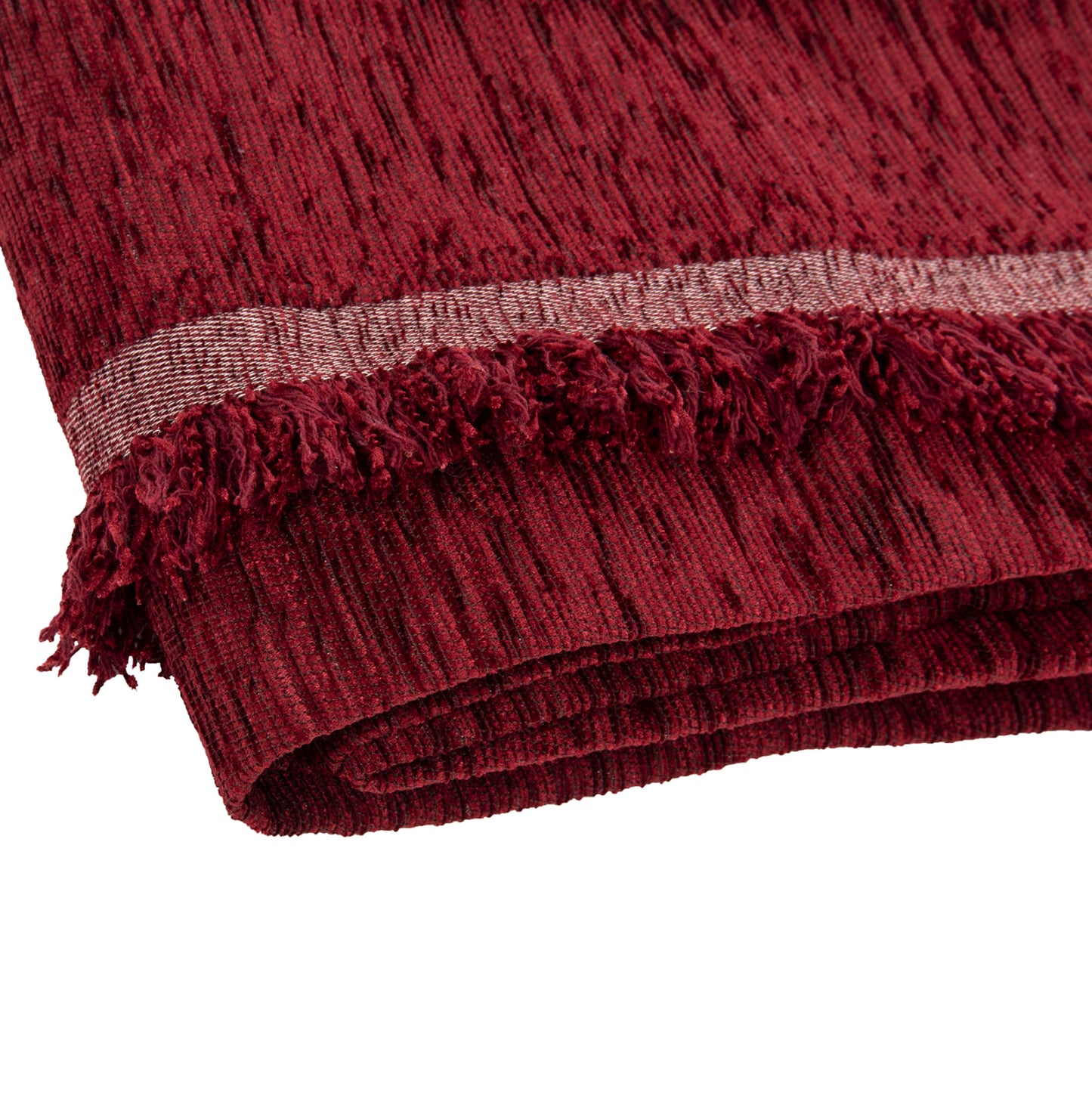 Sofa Cover-throw With Fringes Dreamtopia Hm12165.10 In Burgundy Red Color 295x170cm.