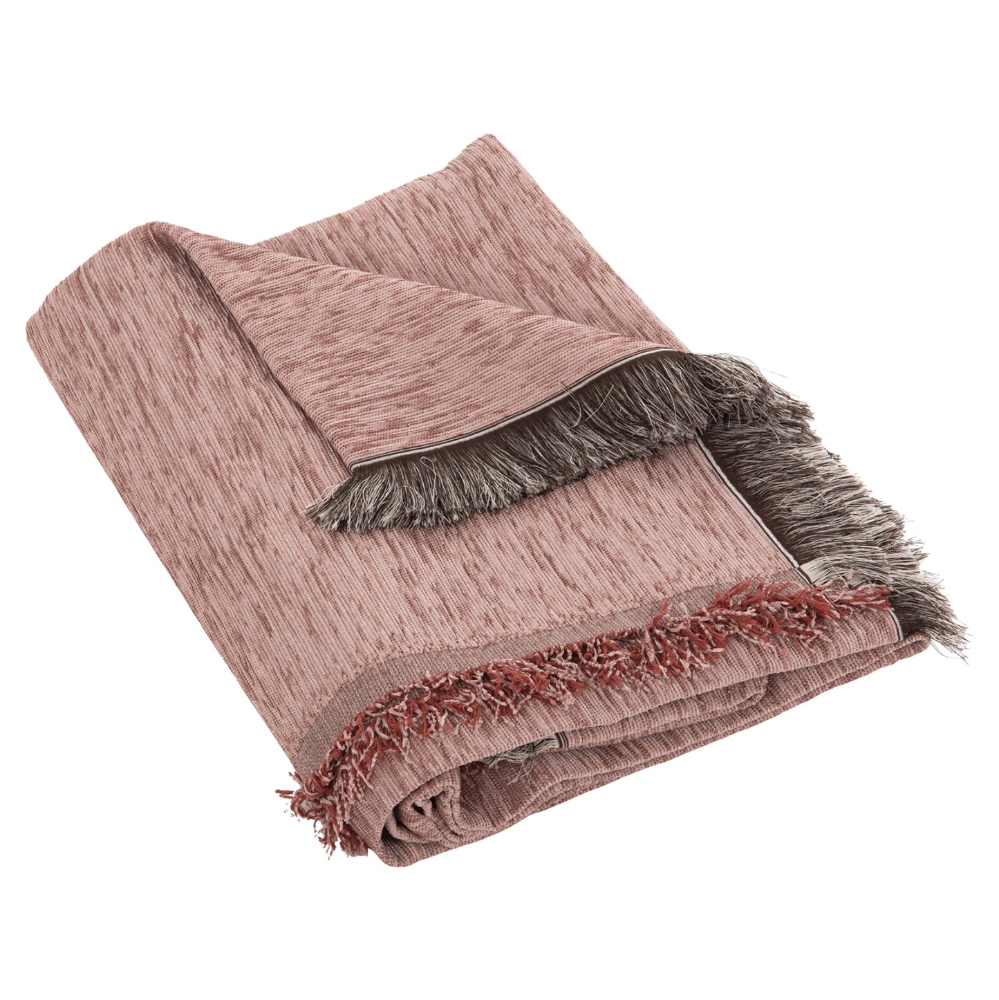 Sofa Cover-throw With Fringes Dreamtopia Hm12165.11 In Dusty Pink Color 295x170cm.