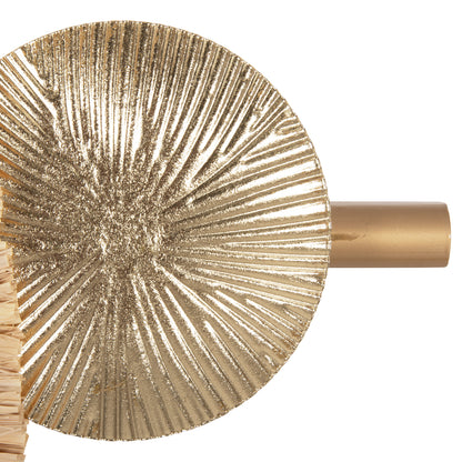Wall Clock Hm4200 Metal & Raffia Fibers In Earth Tones 100x49hcm.
