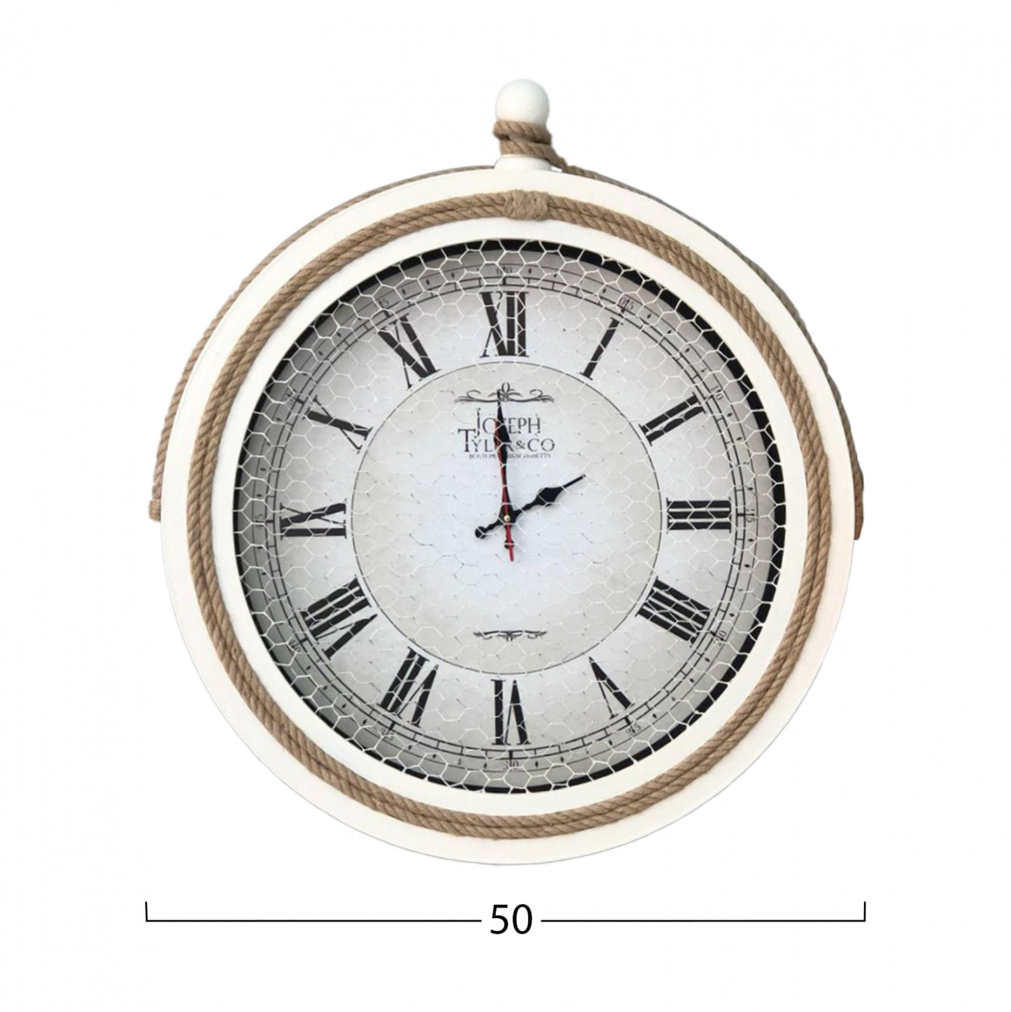 Wall Clock White Metal With Rope Hm7452.02 D50 Cm.