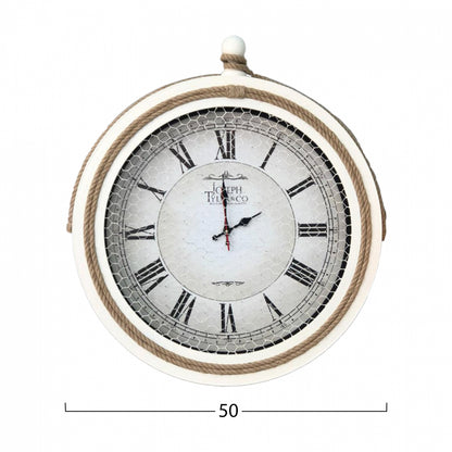 Wall Clock White Metal With Rope Hm7452.02 D50 Cm.