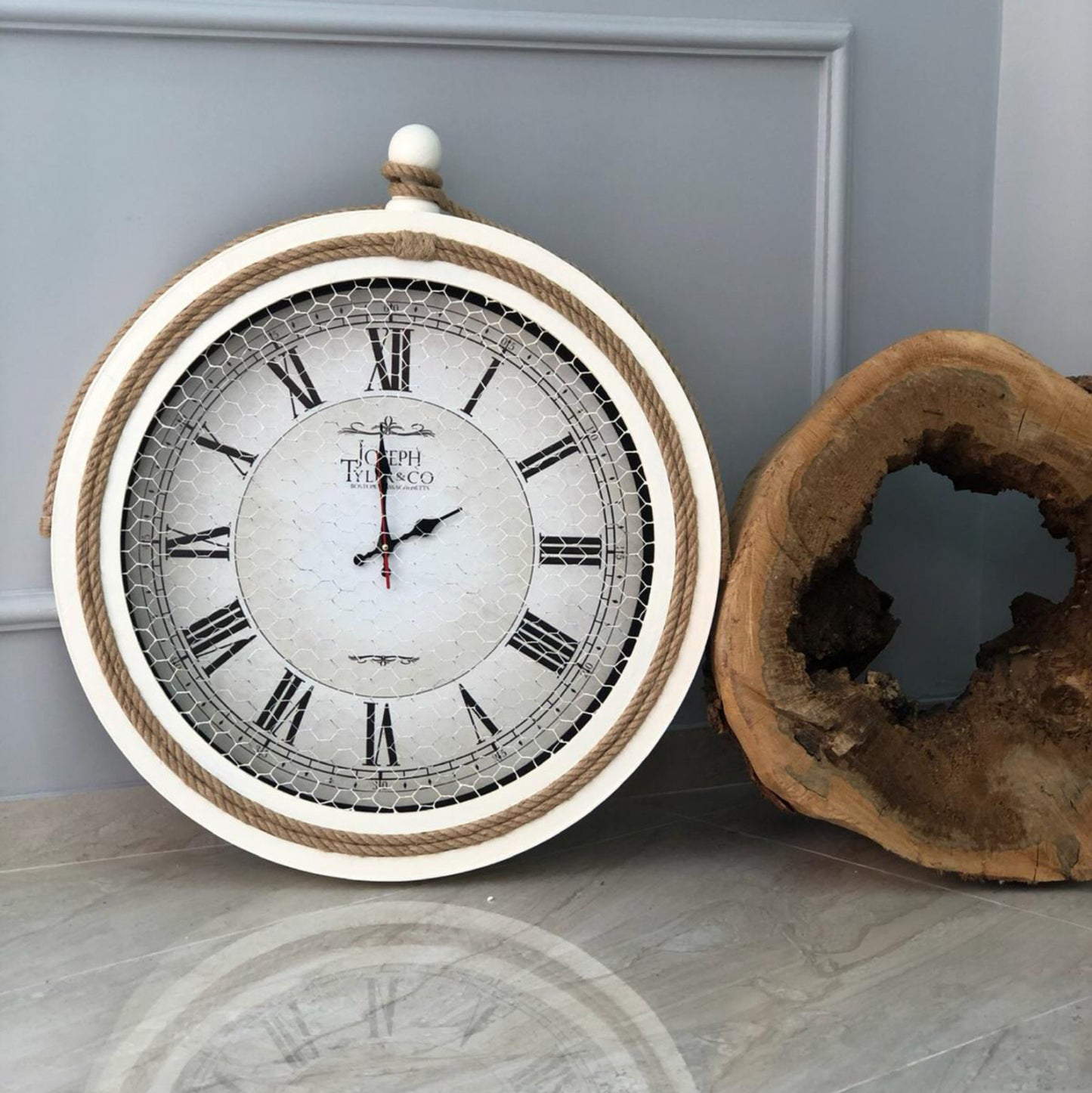 Wall Clock White Metal With Rope Hm7452.02 D50 Cm.