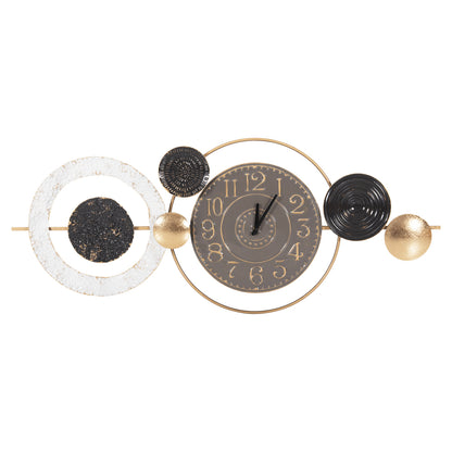 Wall Clock Hm4198 Metal In Grey Color With Black Pointers & Gold Numbers 117x49hcm.