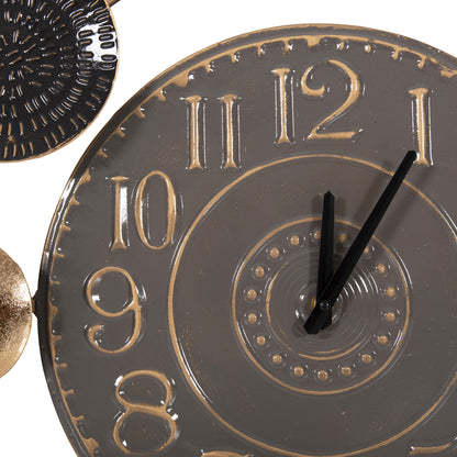 Wall Clock Hm4198 Metal In Grey Color With Black Pointers & Gold Numbers 117x49hcm.