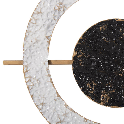 Wall Clock Hm4198 Metal In Grey Color With Black Pointers & Gold Numbers 117x49hcm.
