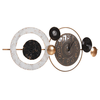 Wall Clock Hm4198 Metal In Grey Color With Black Pointers & Gold Numbers 117x49hcm.
