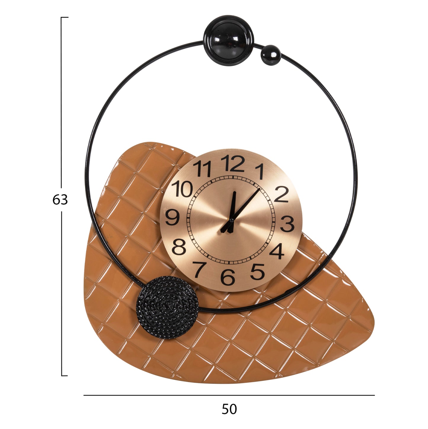 Wall Clock Hm4204 Metal In Gold With Black Pointers 50x63cm.
