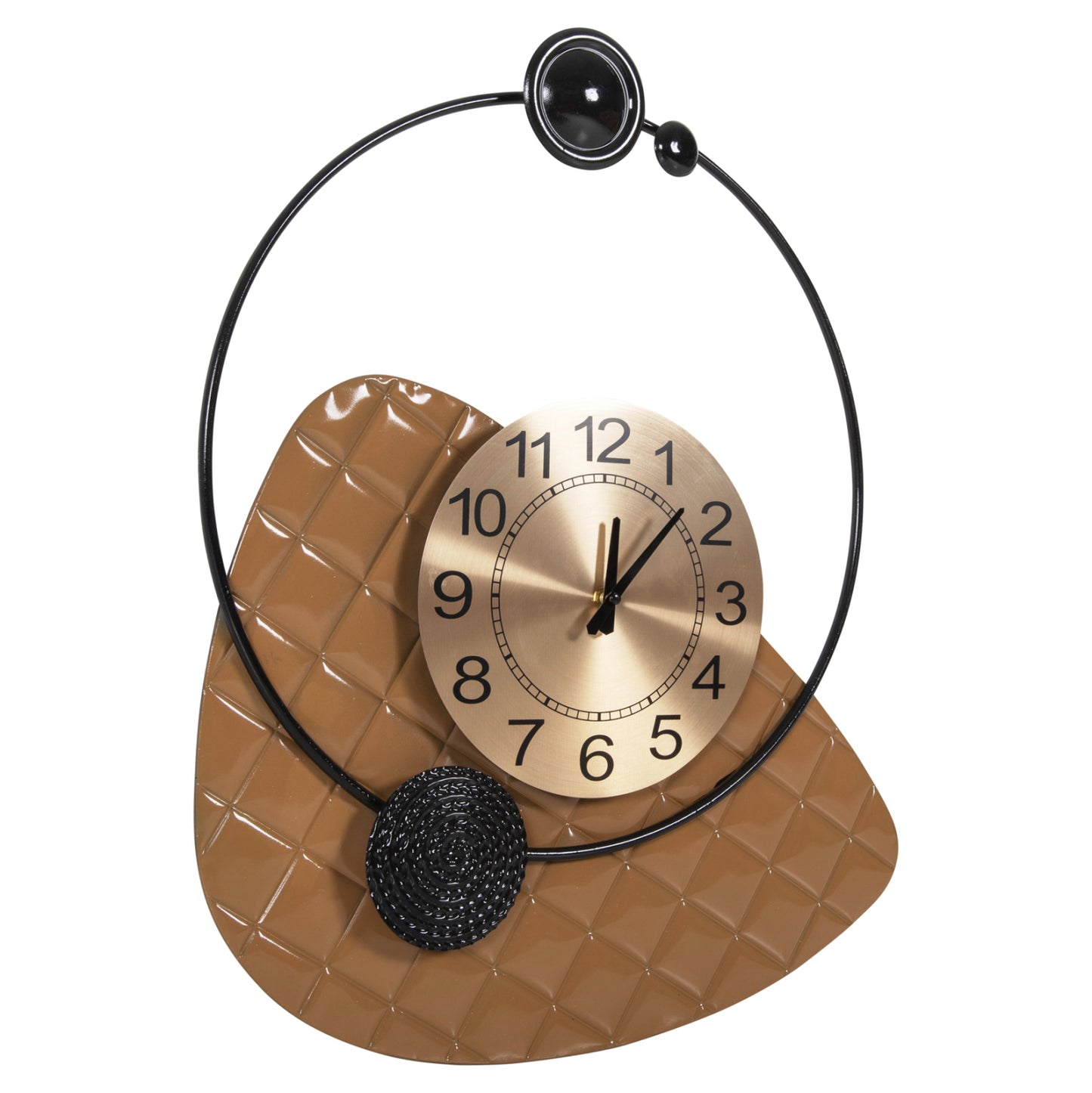 Wall Clock Hm4204 Metal In Gold With Black Pointers 50x63cm.
