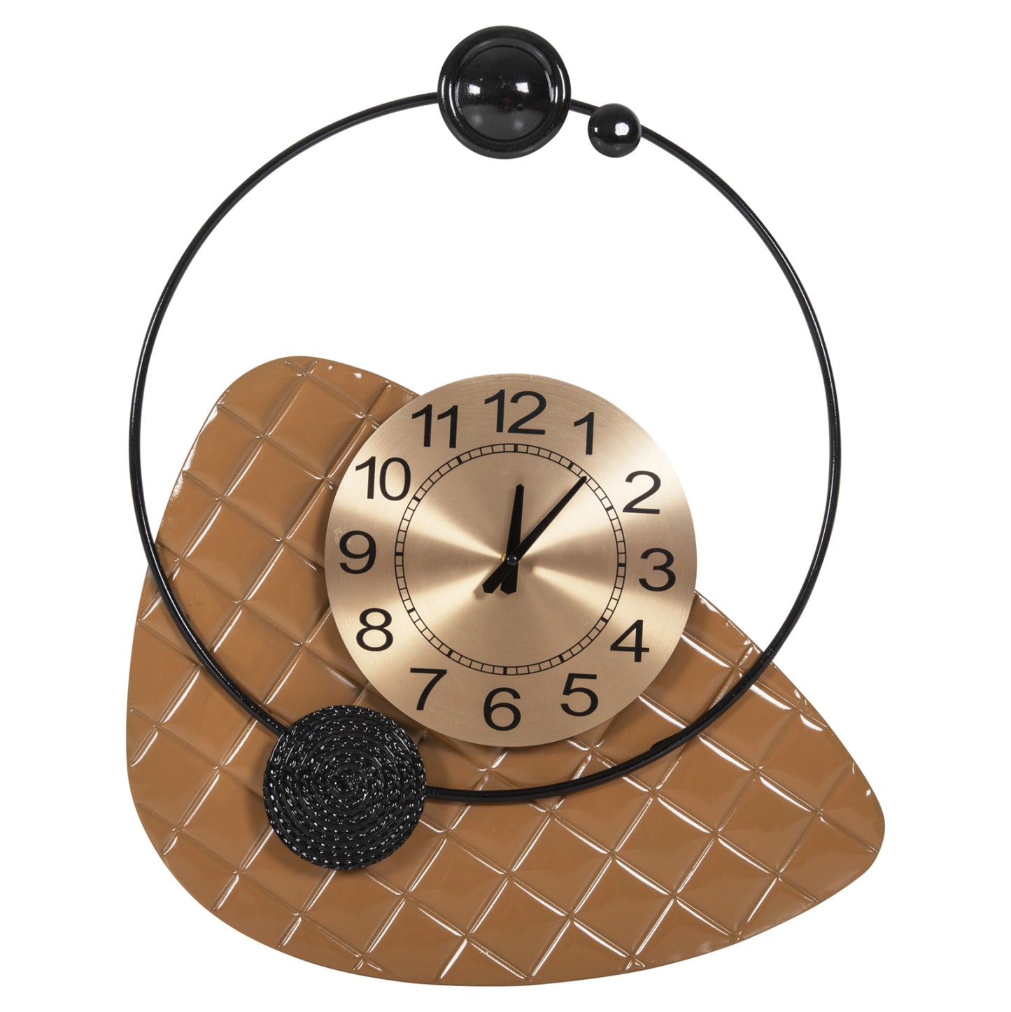 Wall Clock Hm4204 Metal In Gold With Black Pointers 50x63cm.