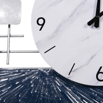 Wall Clock Hm4209 Metal In White Color With Black Pointers & Numbers 92x51hcm.