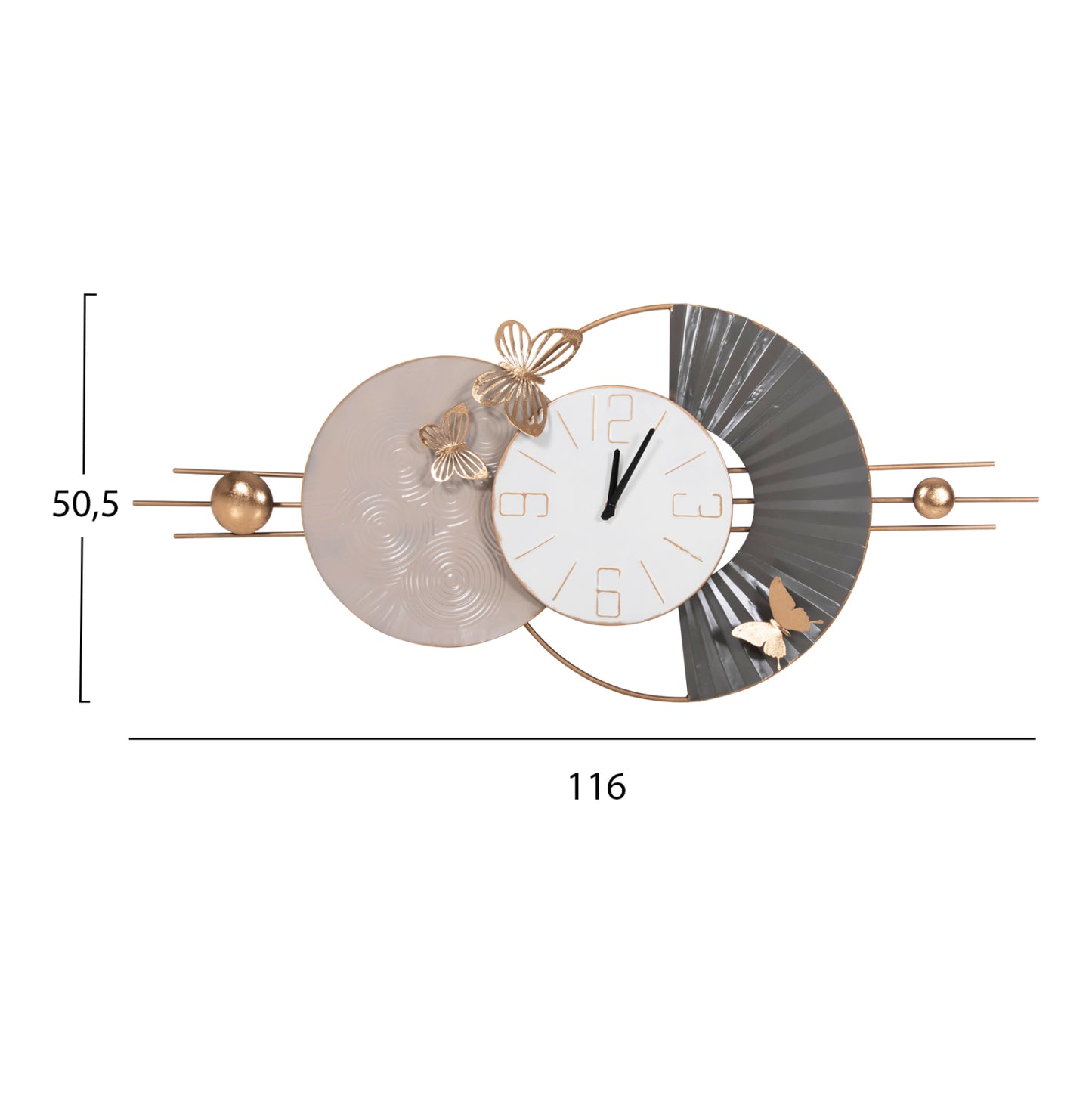 Wall Clock Hm4212 Metal In White With Black Pointers 116x7x50,5hcm.