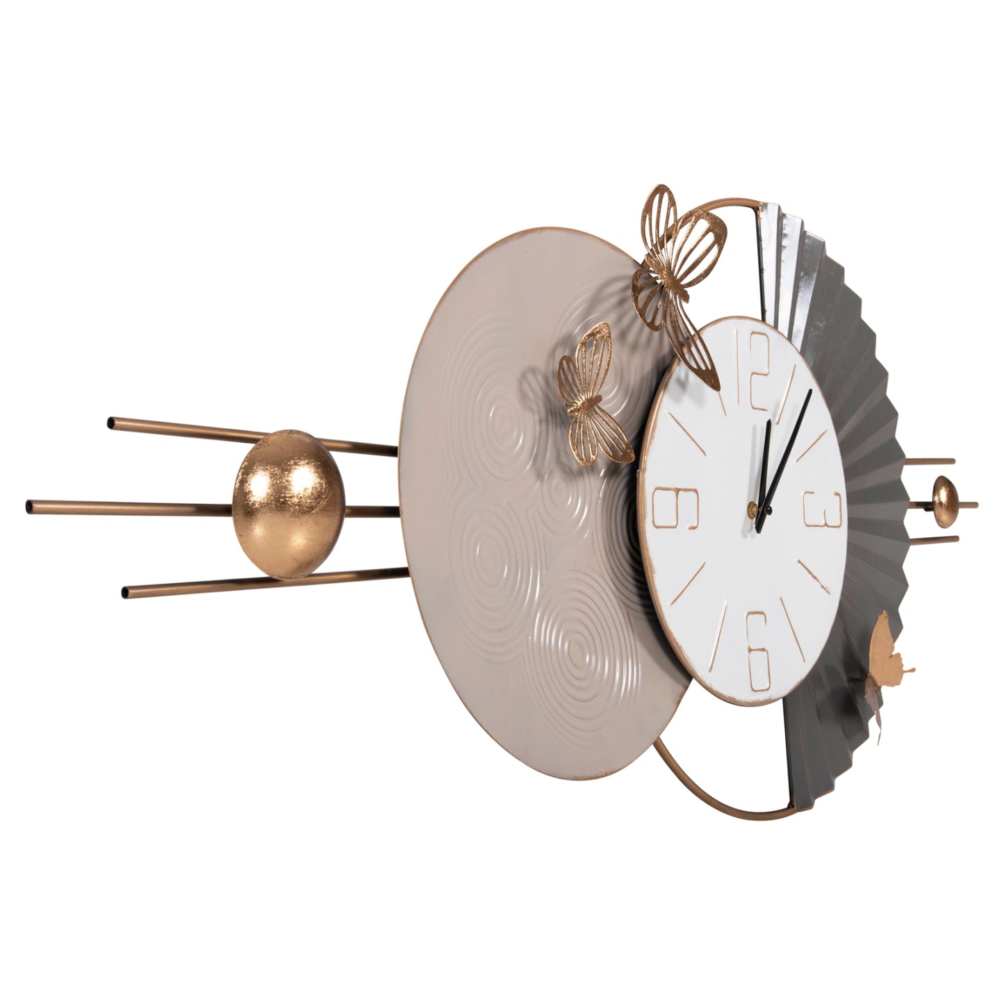 Wall Clock Hm4212 Metal In White With Black Pointers 116x7x50,5hcm.