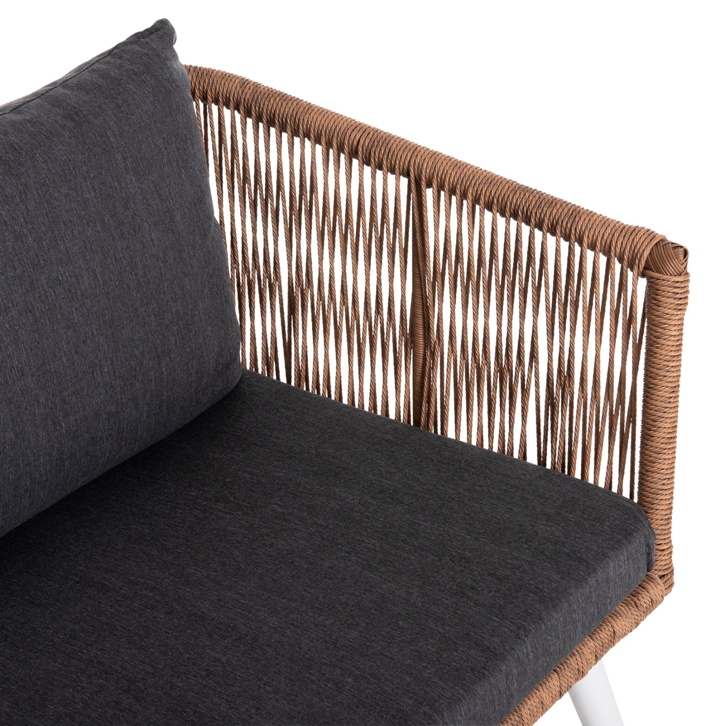 Outdoor Lounge 4pcs Set Freja Hm6057.01 Aluminum In White-pe Rattan In Beige-anthracite Cushions