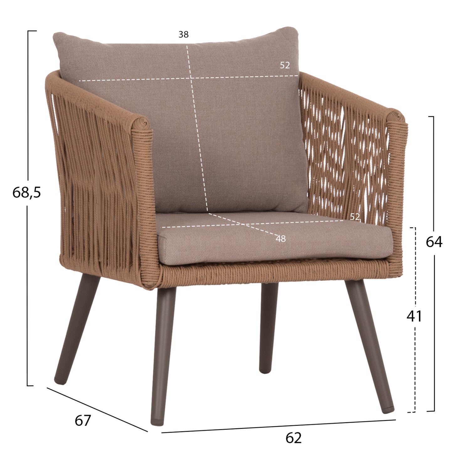 Outdoor Lounge 4pcs Set Freja Hm6057.04 Aluminum In Cappuccino-pe Rattan & Cushions In Beige