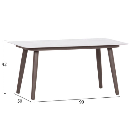 Outdoor Lounge 4pcs Set Freja Hm6057.04 Aluminum In Cappuccino-pe Rattan & Cushions In Beige