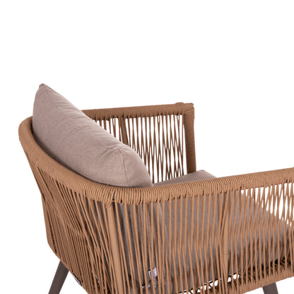 Outdoor Lounge 4pcs Set Freja Hm6057.04 Aluminum In Cappuccino-pe Rattan & Cushions In Beige