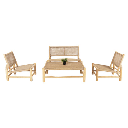 Outdoor 4pcs Lounge Set Londer Hm11957 Solid Teak Wood-synth.rattan-natural Color
