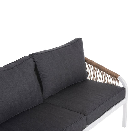 Outdoor Lounge Set 4pcs Maerly Hm6056.01 White Aluminum-pe Twist Rope-anthracite Cushions