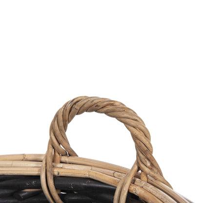 Floor Baskets 2pcs Potts Hm4379 Cl Rattan In Black&natural Φ61+Φ45cm.