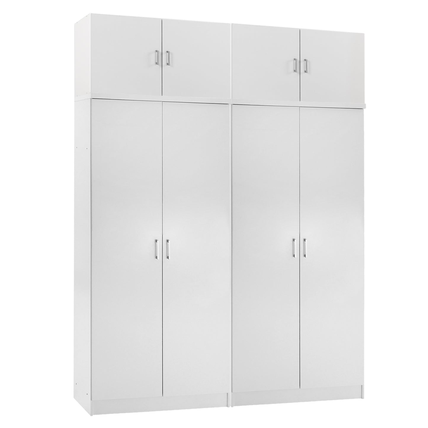 Two Wardrobes 2-leaf With Lofts Jenna Hm11350.05 Melamine In White 160x43x240hcm.