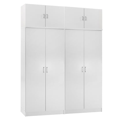 Two Wardrobes 2-leaf With Lofts Jenna Hm11350.05 Melamine In White 160x43x240hcm.