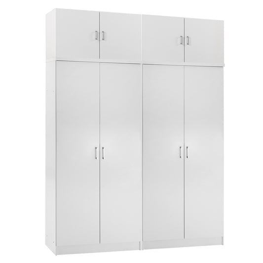 Two Wardrobes 2-leaf With Lofts Jenna Hm11350.05 Melamine In White 160x43x240hcm.