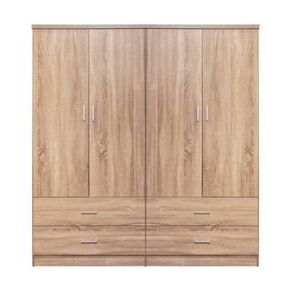 Set 2 Pieces Wardorbe 4 Leaf With 4 Drawers Sonama 160x42x181 Hm11349.02