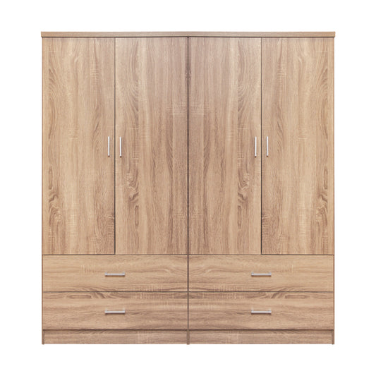 Set 2 Pieces Wardorbe 4 Leaf With 4 Drawers Sonama 160x42x181 Hm11349.02